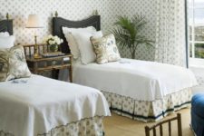 21 art-deco styled guest bedroom with much pattern, geometric lamps and refined furniture