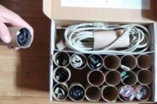 24 hiding cords using toilet paper rolls is a stylish and smart idea to try