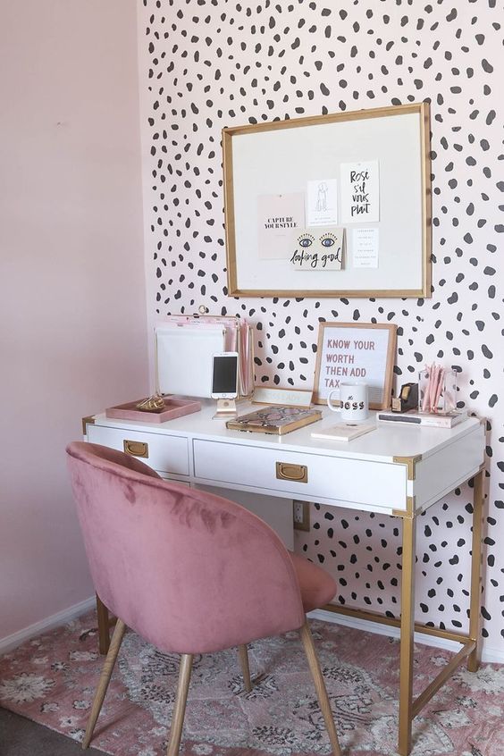 a statement wall done with cheetah wallpaper is a gorgeous and playful idea for a girlish space