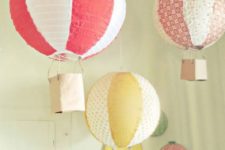 05 an arrangement of hanging lamps – colorful hot air balloons made of IKEA Regolit lampshades