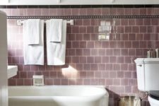 09 a bathroom with lilac tiles looks very soothing and welcoming, it’s a great color for relaxation