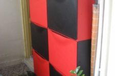 09 a colorful IKEA Trones hack in red and black will make a bright statement in your entryway