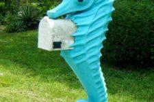 11 a bright turquoise seahorse mailbox is a bold and whimsy idea for a coastal or beach home