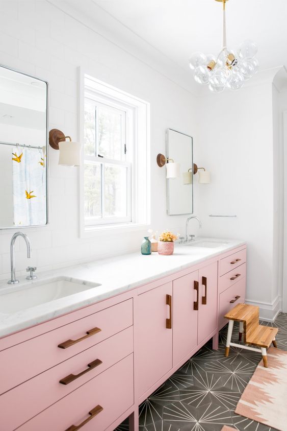 repaint your double vanity to cange its look - changing the whole piece isn't necessary sometimes