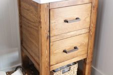 12 this little wooden vanity with much open storage and drawers is a great idea for a small nook