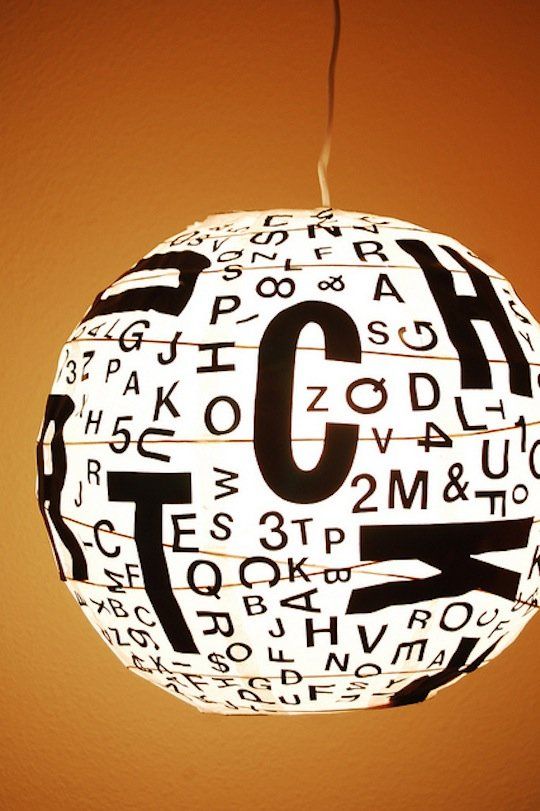 add a bold modern touch to your space with a letterprint Regolit lampshade in black and white