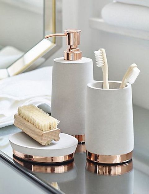 brand new accessories that unify the bathroom look will add chic to the space