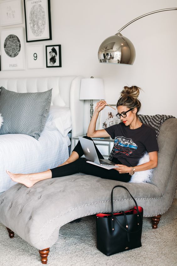 a curved upholstered grey lounger is amazing for reading, working, leaning and relaxing on it