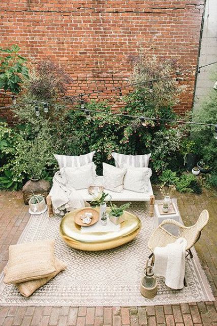 creating indoor rooms outdoors is a hot trend to try, it brings much comfort and a welcoming feel