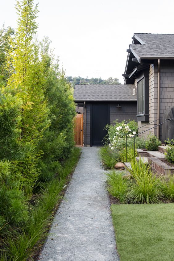 a pathway done with grey decomposed granite looks modern and chic