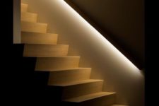 02 LED strip lighting to highlight the railing will let you see your stairs even in the dark