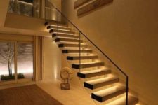 03 highlight your gorgeous floating staircase with strip lighting lining up each step