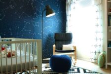 04 a starry nursery can be accented with navy constellation wallpaper on one of the walls