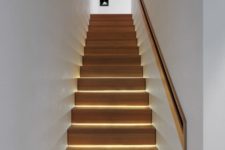 04 highlight each step integrating strip lighting to make your staircase look contemporary and very bold