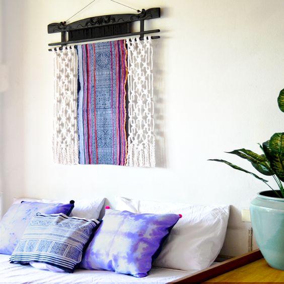 macrame hangings are very popular for boho decor, you may create one yourself