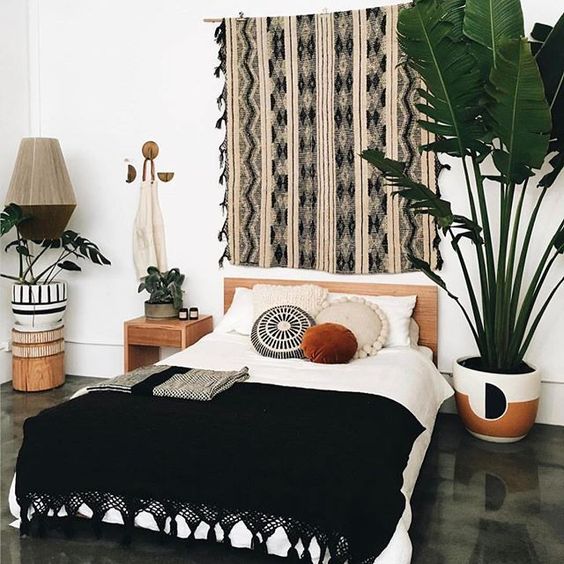 gorgeous bedroom in bohemian style