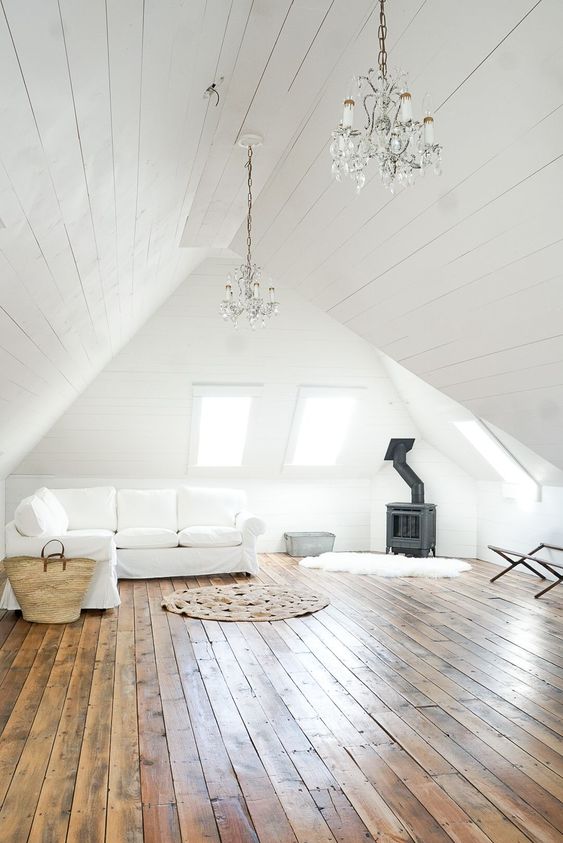 you may also convert your attic into an airy living room with much light to cuddle in the evening