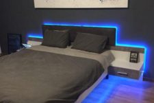 24 adding blue strip lighting along the bed abd under it will make your bedroom look ultra-modern and bold