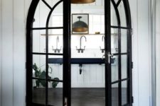 07 highlight the bathroom with black French arched doors liek these ones, and it will get a super chic look