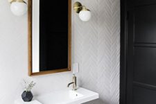 black and white bathroom with cool tiles