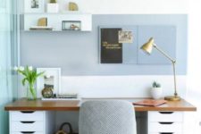 a desk made of IKEA Alex shelves