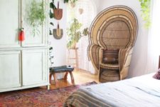 13 a catchy dimensional painted peacock chair makes a bold boho statement and matches the bedroom perfectly