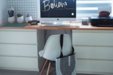 13 a cool minimalist desk of IKEA Malm dressers and a wooden tabletop provides much storage space