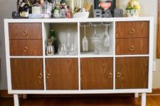 17 create your own budget-friendly customized home bar cabinet or sideboard with this IKEA Kallax hack