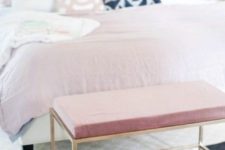 21 an IKEA Vittsjo table changed into a cool ottoman with a pink cushion and gold spray paint