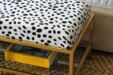 22 an IKEA Vittsjo table hacked into a chic ottoman with a soft cushion and animal printed fabric on top