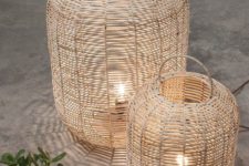 23 place these stylish wicker lamps on the floor or tables, handles make them more mobile