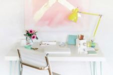 24 an IKEA Lack coffee table hack into a stylish desk with mint hairpin legs is a perfect fit for a contemporary space