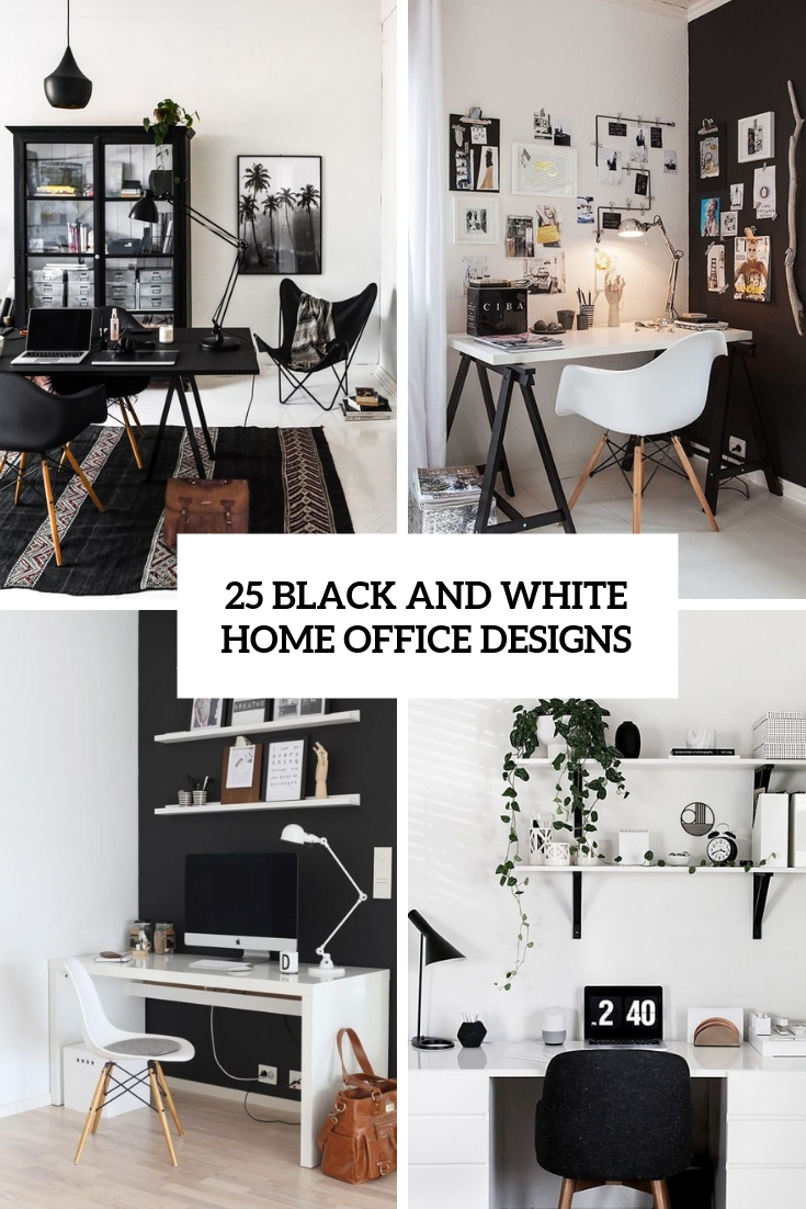 25 Black And White Home Office Designs - DigsDigs