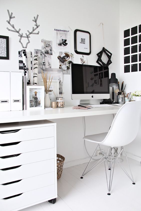 25 Black And White Home Office Designs - DigsDigs