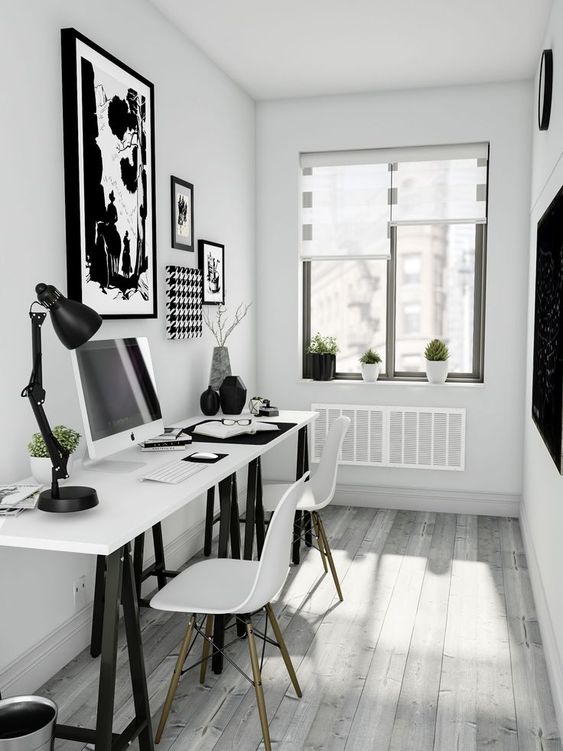 25 Black And White Home Office Designs - DigsDigs