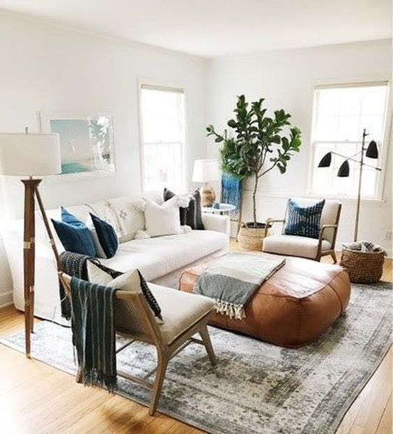a comfortable sofa is always a centerpiece of any living room, just arrange more chairs and stools around it