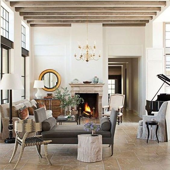 a pair a usual sofa with a backless one to make your room seem larger and more airy