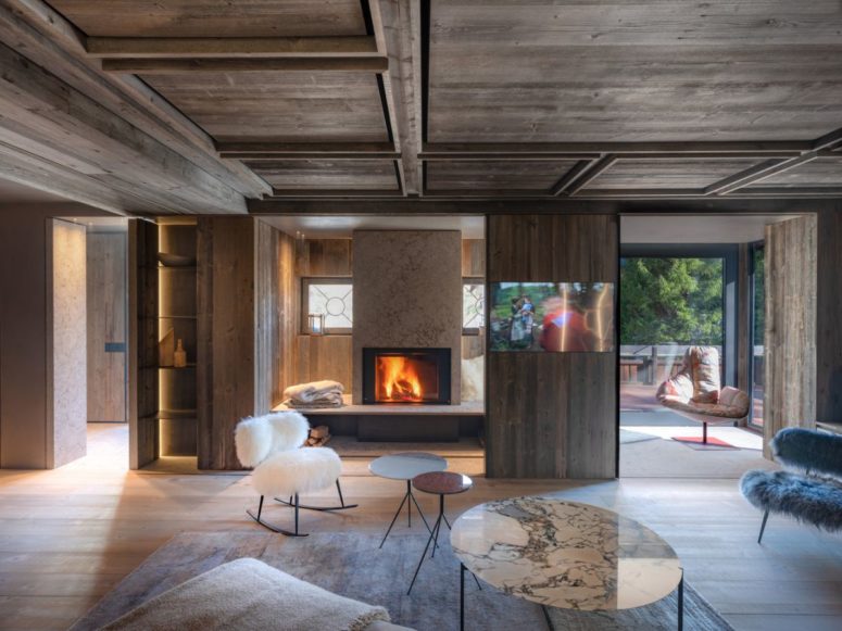 This gorgeous Italian home features a unique combo   minimalist design and 100 yesr old reclaimed wood infused into decor in order to give it a warm and cozy feel and character