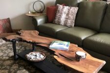 04 a catchy live edge coffee table like this one is an amazing idea for your chic living room