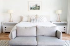 04 a dove grey modern loveseat doesn’t stand out to much and matches the neutral and soothing bedroom decor