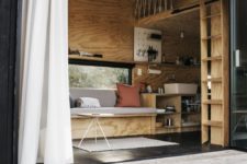 05 The furniture is minimalist and built-in, it’s very functional, and the cabin itself is very small to inspire to spend more time outdoors