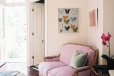 12 a refined pink loveseat with gold framing is a great idea to use that awkward nook in your bedroom