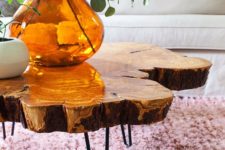 16 an amazing live edge coffee table with black hairpin legs is a chic and stylish idea to rock