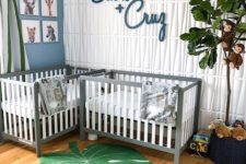 22 two names put on the wall for a shared nursery is a cute idea showing where who sleeps