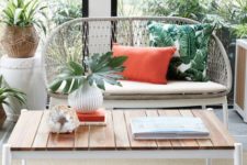 24 a gorgeous outdoor loveseat of woven rope over a sturdy frame is ideal for a comfortable modern space
