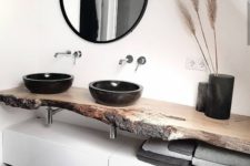24 enliven your minimalist bathroom with a live edge vanity, and if you need a closed storage unit, make a sleek cabinet underneath