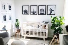 25 a stylish black and white gallery wall with animals is a super stylish idea that fits a gender-neutral space