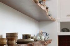 25 fantastic dark stained live edge open shelves will help you display your items at their best