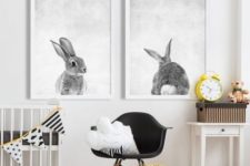 26 stylish rabbit portraits is a fun idea that will fit any nursery – for a boy or a girl