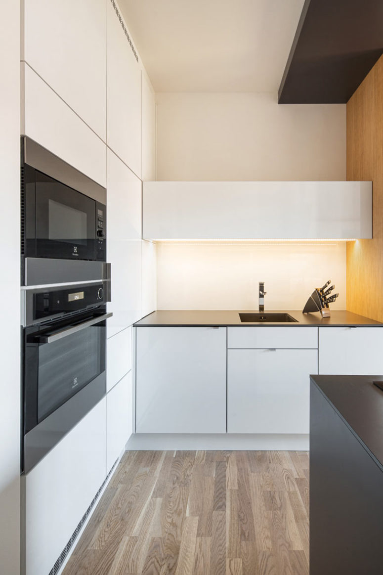 All the appliances are built in, there's much built in light and all the surfaces are super sleek, they look veyr clean All the appliances are built-in, there's much built-in light and all the surfaces are super sleek, they look veyr clean